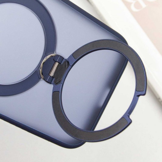 TPU+PC чохол Metal Buttons with MagSafe Colorful HQ Ring для Apple iPhone 14 Pro Max (6.7"), Dark Blue - зображення 5 