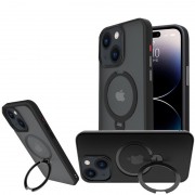 TPU+PC чехол Metal Buttons with MagSafe Colorful HQ Ring для Apple iPhone 14 / 13 (6.1"), Black