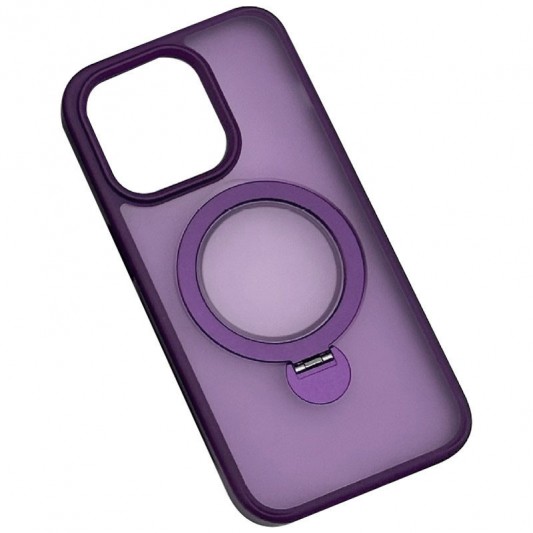 TPU+PC чохол Metal Buttons with MagSafe Colorful HQ Ring для Apple iPhone 14 / 13 (6.1"), Purple - зображення 1 