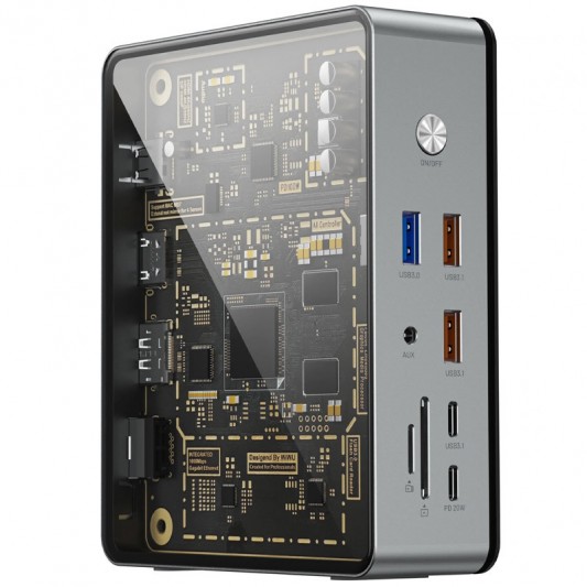 Перехідник HUB WIWU Matrix docking station 16in1 W1601 Gray - зображення 1 