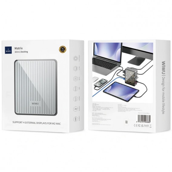 Переходник HUB WIWU Matrix docking station 16in1 W1601, Gray