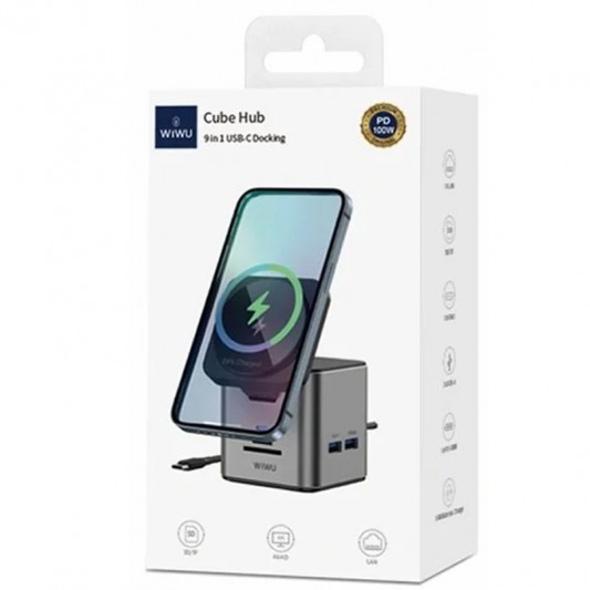 БЗП + HUB WIWU Wi-W025 Cube 9in1 USB-C Gray - зображення 7 