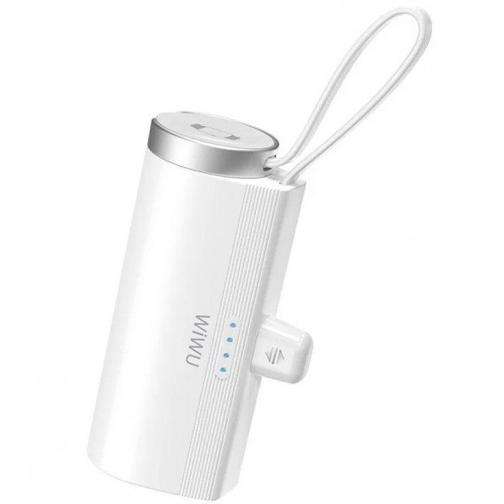 Портативний ЗП Power Bank WIWU W026 2 in 1 Type-C із БЗУ For Apple Watch 15W 5000 mAh, White