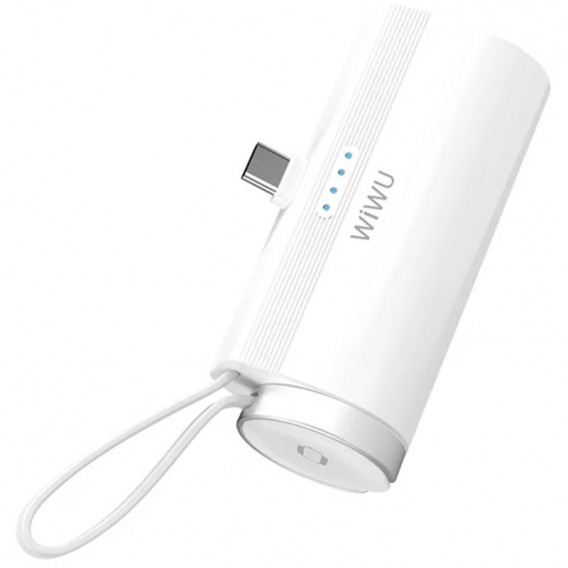 Портативний ЗП Power Bank WIWU W026 2 in 1 Type-C із БЗУ For Apple Watch 15W 5000 mAh, White