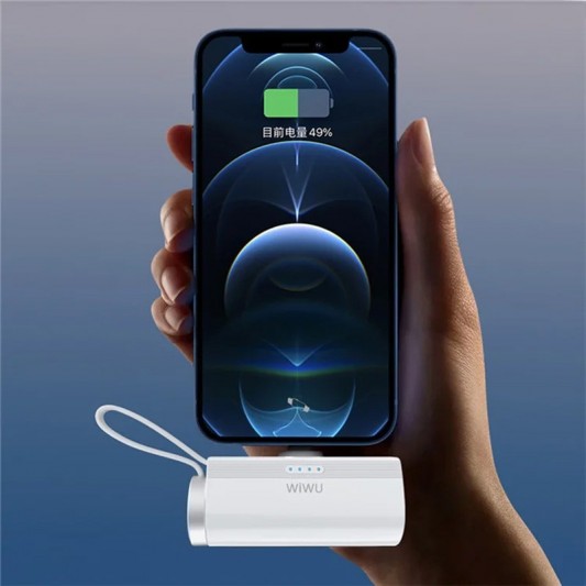 Портативний ЗП Power Bank WIWU W026 2 in 1 Type-C з БЗП For Apple Watch 15W 5000 mAh White - зображення 5 