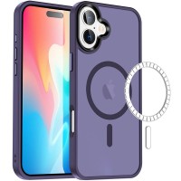 TPU+PC чохол Metal Buttons with MagSafe Colorful для Apple iPhone 16 (6.1") Темно-фіолетовий / Dark Purple