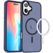 TPU+PC чехол Metal Buttons with MagSafe Colorful для Apple iPhone 16 Plus (6.7") Синий / Navy Blue