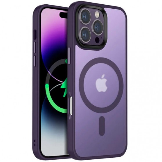 TPU+PC чохол Metal Buttons with MagSafe Colorful для Apple iPhone 16 Pro (6.3") Темно-фіолетовий / Dark Purple