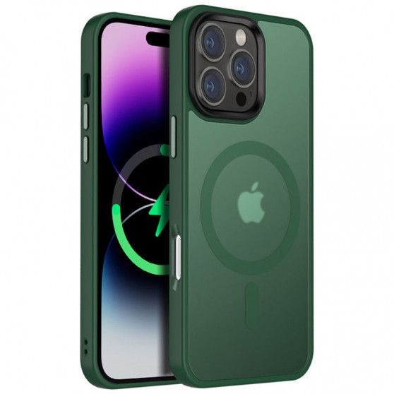 TPU+PC чехол Metal Buttons with MagSafe Colorful для Apple iPhone 16 Pro (6.3") Зеленый / Dark Green