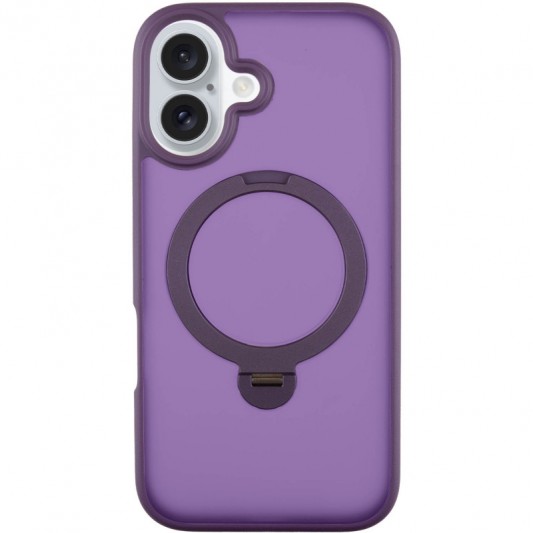 TPU+PC чехол Metal Buttons with MagSafe Colorful HQ Ring для Apple iPhone 16 (6.1") Purple