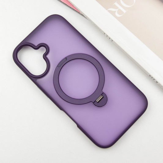 TPU+PC чехол Metal Buttons with MagSafe Colorful HQ Ring для Apple iPhone 16 (6.1") Purple - изображение 1