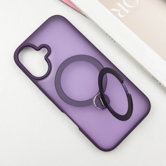 TPU+PC чехол Metal Buttons with MagSafe Colorful HQ Ring для Apple iPhone 16 (6.1"), Purple