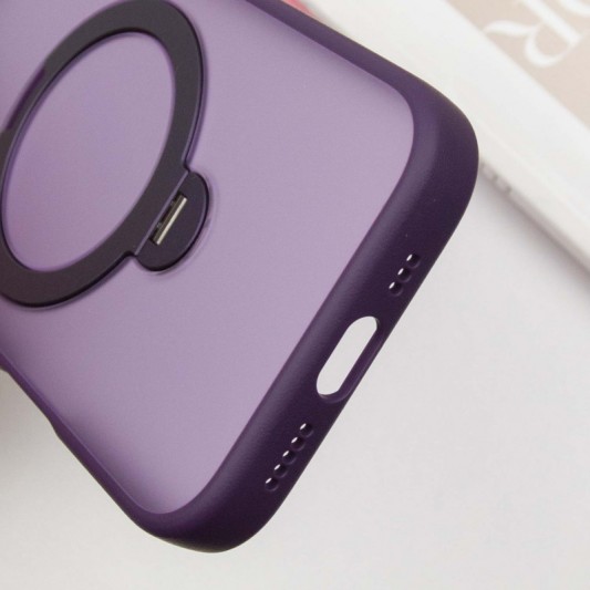 TPU+PC чехол Metal Buttons with MagSafe Colorful HQ Ring для Apple iPhone 16 (6.1") Purple - изображение 5