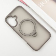 TPU+PC чехол Metal Buttons with MagSafe Colorful HQ Ring для Apple iPhone 16 (6.1"), Grey