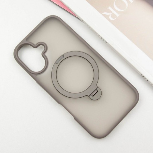 TPU+PC чехол Metal Buttons with MagSafe Colorful HQ Ring для Apple iPhone 16 (6.1") Grey - изображение 1