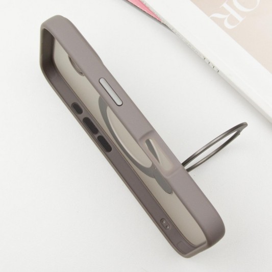 TPU+PC чехол Metal Buttons with MagSafe Colorful HQ Ring для Apple iPhone 16 (6.1") Grey - изображение 3