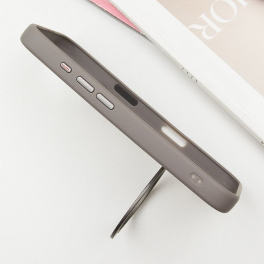 TPU+PC чехол Metal Buttons with MagSafe Colorful HQ Ring для Apple iPhone 16 (6.1") Grey - изображение 4