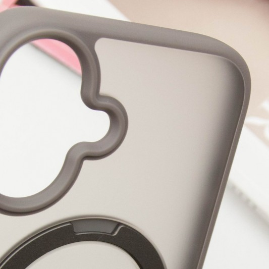 TPU+PC чехол Metal Buttons with MagSafe Colorful HQ Ring для Apple iPhone 16 (6.1") Grey - изображение 6
