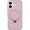 TPU+PC чохол Metal Buttons with MagSafe Colorful HQ Ring для Apple iPhone 16 (6.1"), Pink
