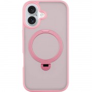 TPU+PC чехол Metal Buttons with MagSafe Colorful HQ Ring для Apple iPhone 16 (6.1") Pink
