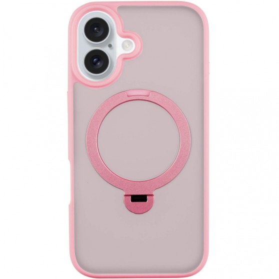 TPU+PC чохол Metal Buttons with MagSafe Colorful HQ Ring для Apple iPhone 16 (6.1") Pink