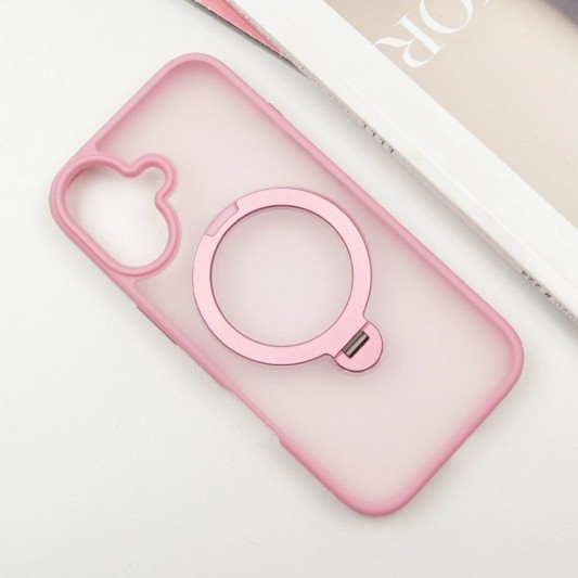 TPU+PC чохол Metal Buttons with MagSafe Colorful HQ Ring для Apple iPhone 16 (6.1") Pink - зображення 1 