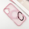 TPU+PC чохол Metal Buttons with MagSafe Colorful HQ Ring для Apple iPhone 16 (6.1"), Pink