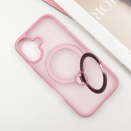 TPU+PC чохол Metal Buttons with MagSafe Colorful HQ Ring для Apple iPhone 16 (6.1") Pink - зображення 2 
