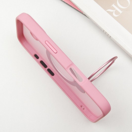 TPU+PC чохол Metal Buttons with MagSafe Colorful HQ Ring для Apple iPhone 16 (6.1") Pink - зображення 3 