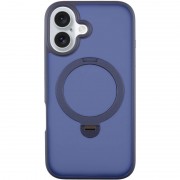 TPU+PC чехол Metal Buttons with MagSafe Colorful HQ Ring для Apple iPhone 16 (6.1") Dark Blue