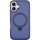 TPU+PC чехол Metal Buttons with MagSafe Colorful HQ Ring для Apple iPhone 16 (6.1") Dark Blue