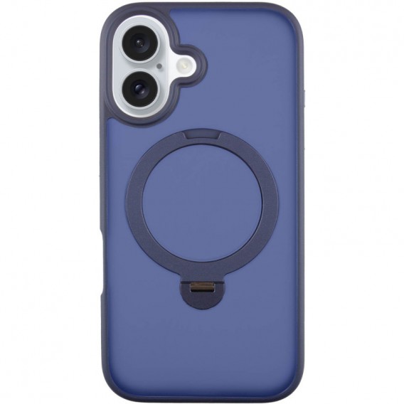 TPU+PC чехол Metal Buttons with MagSafe Colorful HQ Ring для Apple iPhone 16 (6.1"), Dark Blue