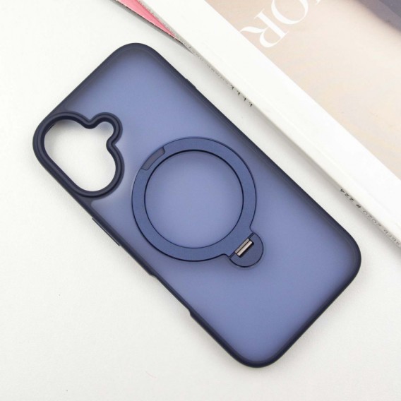 TPU+PC чехол Metal Buttons with MagSafe Colorful HQ Ring для Apple iPhone 16 (6.1"), Dark Blue