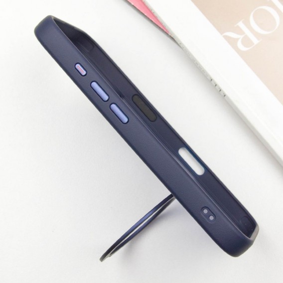 TPU+PC чехол Metal Buttons with MagSafe Colorful HQ Ring для Apple iPhone 16 (6.1"), Dark Blue