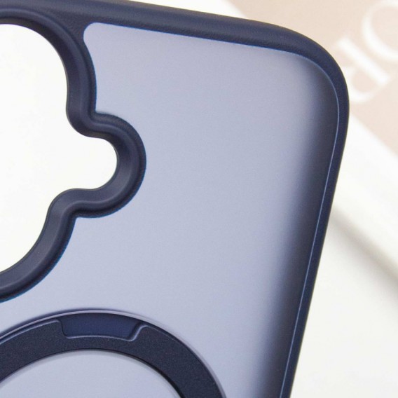 TPU+PC чехол Metal Buttons with MagSafe Colorful HQ Ring для Apple iPhone 16 (6.1"), Dark Blue