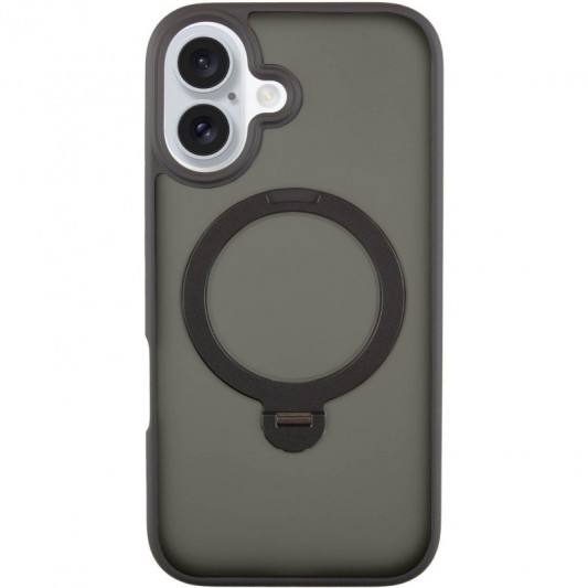 TPU+PC чехол Metal Buttons with MagSafe Colorful HQ Ring для Apple iPhone 16 (6.1") Black
