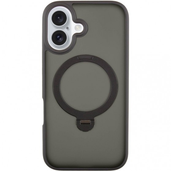 TPU+PC чехол Metal Buttons with MagSafe Colorful HQ Ring для Apple iPhone 16 (6.1") Black