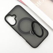 TPU+PC чехол Metal Buttons with MagSafe Colorful HQ Ring для Apple iPhone 16 (6.1"), Black