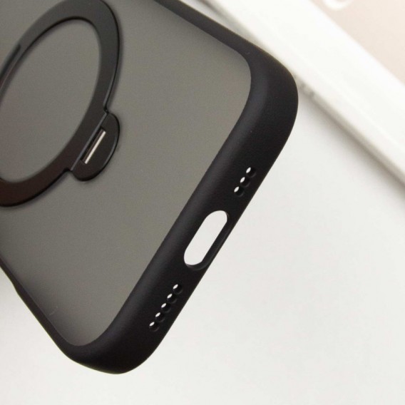 TPU+PC чехол Metal Buttons with MagSafe Colorful HQ Ring для Apple iPhone 16 (6.1"), Black