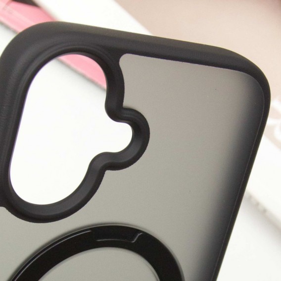 TPU+PC чехол Metal Buttons with MagSafe Colorful HQ Ring для Apple iPhone 16 (6.1"), Black