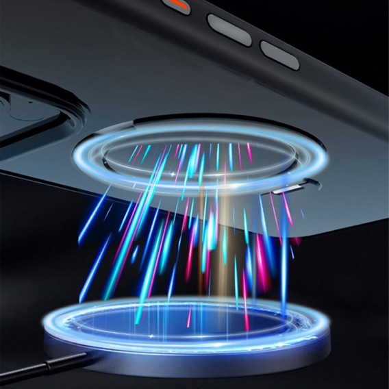 TPU+PC чехол Metal Buttons with MagSafe Colorful HQ Ring для Apple iPhone 16 (6.1"), Black