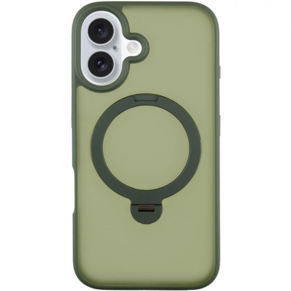 TPU+PC чехол Metal Buttons with MagSafe Colorful HQ Ring для Apple iPhone 16 (6.1"), Green