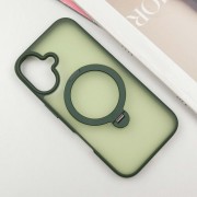 TPU+PC чехол Metal Buttons with MagSafe Colorful HQ Ring для Apple iPhone 16 (6.1"), Green