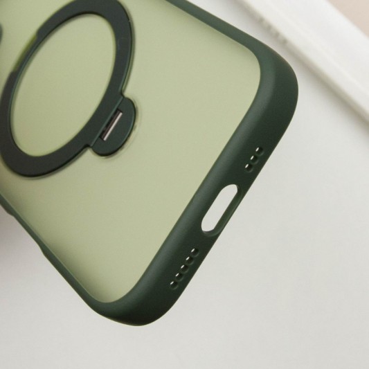 TPU+PC чехол Metal Buttons with MagSafe Colorful HQ Ring для Apple iPhone 16 (6.1") Green - изображение 5