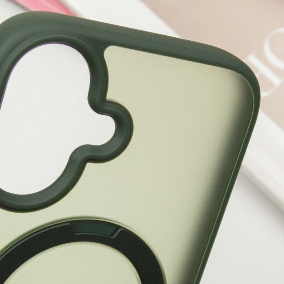 TPU+PC чехол Metal Buttons with MagSafe Colorful HQ Ring для Apple iPhone 16 (6.1"), Green