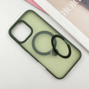 TPU+PC чехол Metal Buttons with MagSafe Colorful HQ Ring для Apple iPhone 16 Pro (6.3"), Green