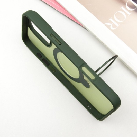 TPU+PC чехол Metal Buttons with MagSafe Colorful HQ Ring для Apple iPhone 16 Pro (6.3") Green - изображение 3