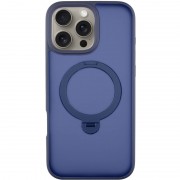 TPU+PC чехол Metal Buttons with MagSafe Colorful HQ Ring для Apple iPhone 16 Pro (6.3") Dark Blue