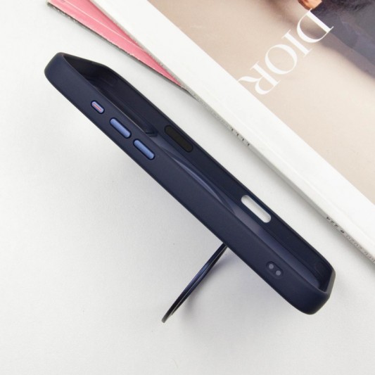 TPU+PC чехол Metal Buttons with MagSafe Colorful HQ Ring для Apple iPhone 16 Pro (6.3") Dark Blue - изображение 3