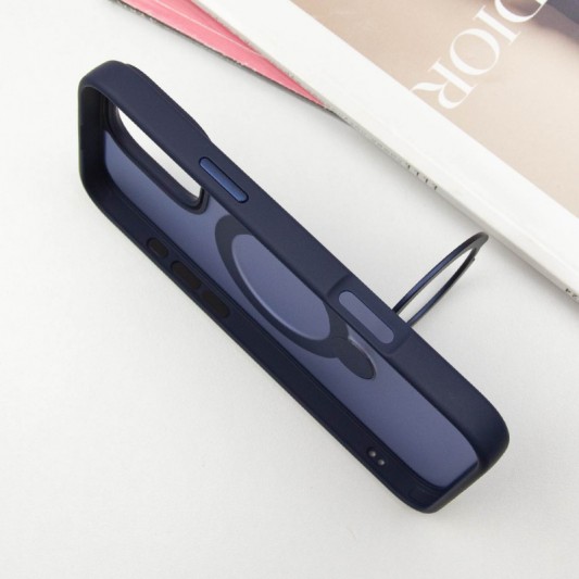 TPU+PC чехол Metal Buttons with MagSafe Colorful HQ Ring для Apple iPhone 16 Pro (6.3") Dark Blue - изображение 4